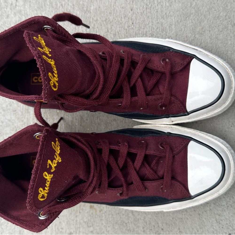 Converse Chuck 70 Burgundy High-Top Sneakers Mixed Materials - Picture 2 of 8